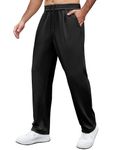 COOFANDY Mens Casual Sweatpants Open Bottom Lounge Pants Lightweight Workout Yoga Pants with Pockets Black