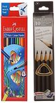 Faber-Castell Water Color Pencils with Paint Brush - Pack of 12 (Assorted) Matt Grip Super Dark Pencils - Pack of 10