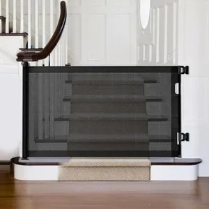 Retractable Baby Gates,Mesh Baby Gate - 33" Tall, Extends to 55" Wide Dog Gate for Stairs, Child Safety Gate for Doorways, Stairs, Hallways, Indoor/Outdoor,Black