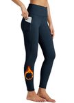 Willit Women's Fleece Lined Leggings High Waisted Winter Thermal Yoga Running Pants with Pockets Deep Blue L