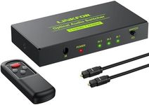LiNKFOR Digital Toslink Optical 3x1 Switch with 3ft Optical Cable and IR Remote Control Aluminum Alloy Digital Audio SPDIF Toslink Optical Fiber Switcher 3 in 1 Out for PS3 Xbox Blue-Ray DVD HDTV