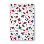 Hello Kitty Officially Licensed Fleece Blanket | Heartheld Design Super Soft Warm Throw | Perfect For Teen Bedrooms, Camping & Sleepovers | Size 100 x 150cm | White