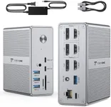 TobenONE DisplayLink Docking Station Triple Monitor with 120W Power Adapter, Triple 4K Display for MacBook Pro/Air, Thunderbolt 4/3, USB-C Windows(3X HDMI, 3X DisplayPort, 2xUSB-C, 4xUSB 3.2, SD/TF)
