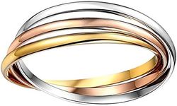 14k Tricolor Gold Interlocking Women's Bangle Bracelet, 7.5"