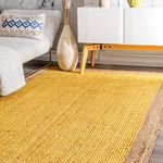 Habere India-All the Cultures Fabricating India Jute Rectangular Carpet for Living Room, Jute Floor Mat, Rugs for Living Room, Jute Centre Table Carpet (Pure Jute - Yellow Color, 4X6 Ft)