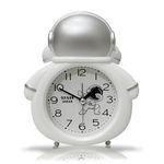 REGAL HOMEWARE Alarm Clock for Student, Astronaut Alarm Clock for Kid's Desk or Shelves Decoration Alarm Clock with Night Light, Colour- Silver