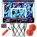 HappyGoLucky Mini Basketball Hoop for Kids, Toys for 4-14 Year Old Boys Gifts Basketball Hoop and Stand Boys Toys Age 4-14 Mini Basketball Hoop for Door Fortnite Gifts for Boys Christmas Gifts,Blue