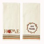 SKL Home Fall/Harvest Give Thanks/Home Hand Towel Set for Bath/Kitchen/Bar & Gift, Natural 2 Count