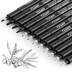 YISAN Drawing Art Pens,Micro Fineliner Pens,Fine Tip Manga Markers for Artist Sketch Technical,Black,12 Set,902195