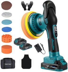 Protmex Cordless Car Buffer Polisher w/ 2x2000mAh 21V Batteries, Deep Blue