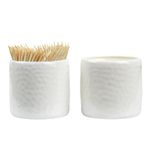 Iyulania Toothpick Holder for Toothpicks, 2 Pack Durable Porcelain Round Toothpick Dispenser - Scratch-Resistant Tooth Picks Holder Dispenser - Dishwasher Safe Toothpicks Holder