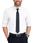 COOFANDY Mens Dress Shirts Long Sleeve Regular Fit Plain Business Formal Shirt Button Down Shirt Smart Shirts for Wedding Party White L