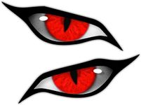 Pack of 2 Evil Eyes Eye Vinyl Car Motorbike Helmet Sticker Decal Red