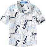 Big Boys Hawaiian Shirt, Kids Hawaiian Shirt, Boys Cotton Beach Shirt Tropical Short Sleeve Button Up Shirts (X-Large, Blue)