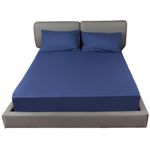 Fitted Sheet 40CM Deep Bed Sheet Super King Size 180X200CM Navy Blue Hotel Quality Poly Cotton (Navy Blue, Super King)