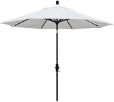 California Umbrella GSCU908117-F04 9-Feet Olefin Fabric Aluminum Crank Lift Market Umbrella with Bronze Pole, White
