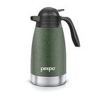 Pexpo Cosmo Stainless Steel Thermal Carafe |2000Ml,Military Green | Double Walled Vacuum Insualted with Lid - Coffee/Tea Carafe Heat & Cold Retention