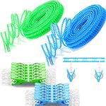 Foshine Clotheslines 2 Pack Clothesline Clothes with 24 pcs Clips Drying Rope Portable Windproof Travel Clothesline for Indoor Outdoor Laundry Perfect Windproof Clothes Line, Hanger for Camping Home