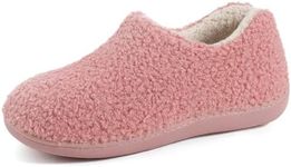 ULTRAIDEAS Women’s Cozy Faux Sherpa Fleece Slippers with Drawstring, Memory Foam Closed Back House Shoes with Nonslip Rubber Sole for Indoor and Outdoor, Teddy Pink, 10