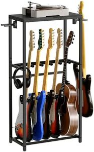 MAHANCRIS Guitar Stand for Acoustic Holder, Electric Guitar, Bass, Ukulele, Multiple Guitar Rack Holder, Floor Adjustable for Guitars, Guitar Amp Accessories, for Home Music Studio, Black GSHB6501