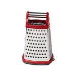 KitchenAid KN300OSERA Gourmet 4-Sided Stainless Steel Box Grater for Fine, Medium and Coarse Grate, and Slicing, Detachable 3 Cup Storage Container and Measurment Markings, Dishwasher Safe, Empire Red