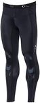 Goldwin Men's Sports Tights, C3fit Focus Support, Long Tights, Waist and Knee Support, Front Zipper, Easy to Put on and Take Off, Black (Old Model), S