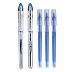 uni-ball Vision 0.7mm UB200 & UBR-90 Roller Ball Pen - Refill Combo | Blue Ink, 2 Pcs Pens with 3 Pcs Refills