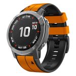 OUTVI 26mm Watch Band for Garmin Fenix 5X 6X Pro 7X 3 hr Epix Pro Gen 2 51mm Enduro 2 Descent Mk1 Mk2 Mk2i Mk3i tactix Dual Colors Rugged Silicone Quick fit 26 Watch Bands Men Women Orange Black