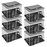 Storite 6 Pk Nylon 33 L PVC Transparent Moisture Proof Storage box for Clothes Closet Wardrobe Organizer for Clothes with Carry Handle & Transparent window - (Grey, 44 x 31 x 24 cm)