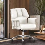 Furb Ergonomic Office Chair with Adjustable Tilt Function, 150° Reclining Home Office Desk Chair, Adjustable Height Swivel Chair with Comfortable Thickly Padded Armrests (White)