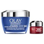 OLAY REGENERIST HYALURONIC ACID + PEPTIDE24 GEL FACE MOISTURIZER, FRAGRANCE-FREE, 50 mL + OLAY REGENERIST MICRO-SCULPTING CREAM, TRAVEl SIZE, 15 mL