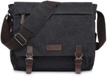 Dasein Large Vintage Canvas Messenger Shoulder Bag, Black, 15in Laptop