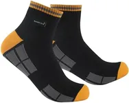 RANDY SUN Waterproof Hiking Socks, Womens Youth Moisture Wicking Winter Cushioned Trekking Ankle Dry Socks for Soccer Jogging 1 Pair (Black&Orange, X-Small)