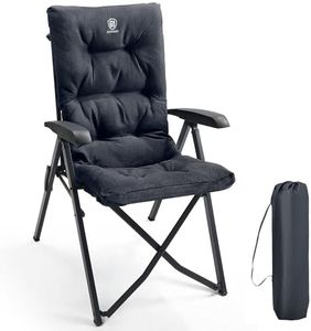 EVER ADVANCED Chaise de Camping Pliable capacité 150kg Pliante Chaise Longue de Jardin Rembourrée de Luxe avec 4 Positions Chaise de Pêche Réglable pour Balcon