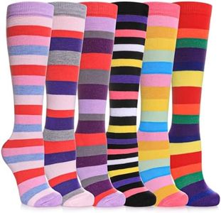 SDBING 3-12 Years Old Girls Knee High Socks Kids Cute Funny Animal Pattern Long Boot Socks 6 Pairs (6 pairs of rainbow, one_size)