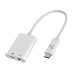 Scosche CAAPWT-SP StrikeLine USB Type-C Headphone Adapter with Female 3.5mm Aux Input and 45W USB-C Pass-Thru Charging Port, Compatible with iPad Pro, Samsung Galaxy, and Android Devices – White