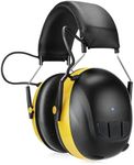 Bluetooth 5.4 Hearing Protection with 120H Working Time, 1200mAh Rechargeable Battery Ear Protection Headphones, 30dB Bluetooth Earmuffs for Lawn Mowing, Workshops, Construction, Snowblowing, Yellow