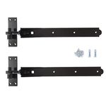 Adjustable Gate Hinges Heavy Duty Hook and Band Garden Shed Door in Galvanised or Black (Black, 18" / 455mm)