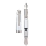 Asvine P36 Titanium Fountain Pen Piston Filling, Fine Point Clear Demonstrator Pen Smooth Writing Pen Case Set