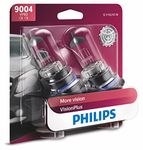 Philips 9004 VisionPlus Upgrade Headlight Bulb with up to 60% More Vision, 2 Pack