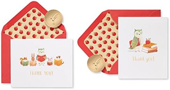 Papyrus Teacher Thank You Cards, Animals and Books (20-Count)