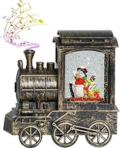 Wondise Lighted Christmas Snow Globes Musical Lantern with Timer, Battery Operated and USB Powered Spinning Water and Swirling Glitter Holiday Decoration