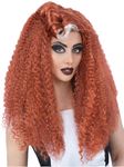 Smiffys Rocky Horror Show Magenta Wig Long, Wavy with Victory Roll, Officially Licensed Rocky Horror Picture Show Fancy Dress, Adult Dress Up Wigs