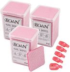 600 PCS Lint Free Nail Wipes, BQAN Nail Polish Remover Pads Pink For lash extensions & Nail Polish Bottle With 5PCS Nail Soak Off Clips (Pink)