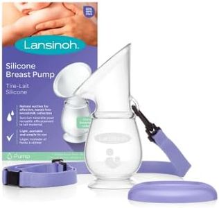 Lansinoh Silicone Manual Breast Pump Collector for Breastmilk with lid and Neck Strap, Breastfeeding Essential for First Week After Birth, Collect breastmilk Through Natural Hands-Free Suction