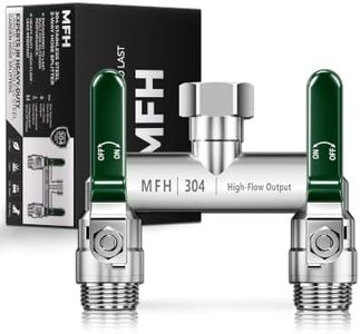 MFH 2-Way Garden Hose Splitter, 304 Stainless Steel, Green