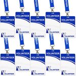 Volunteer ID Badge Card with Lanyard Clip - Reusable Identified Pass, Heavy Duty Plastic Name Tag for School, Church, Event, Backstage, Fundraising (10 pcs)…