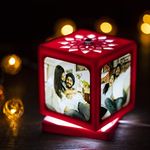 ZOCI VOCI Acrylic Nostalgia - Rakhi Gift For Brother Sister Personalized Rotating Lamp With 4 Photos, Red | Best Rakshabandhan Gifts - Led Photo Gift For Bhaiya, Bhabhi, Nephew