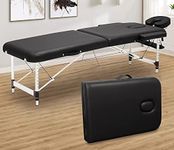 ACi Massage Table Portable Aluminum Alloy Massage lash Bed Foldable Esthetician Spa Tattoo Bed with Carrying Case for Salon - (Black)