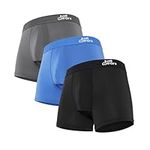 JustWears Active Mens Trunks, 3 Pack | Breathable Anti-Chafe Underwear with PouchTech™ Support | Moisture-Wicking MicroModal Air Cool Fabric | Seamless Sustainable Boxers for Men | Pants Gift